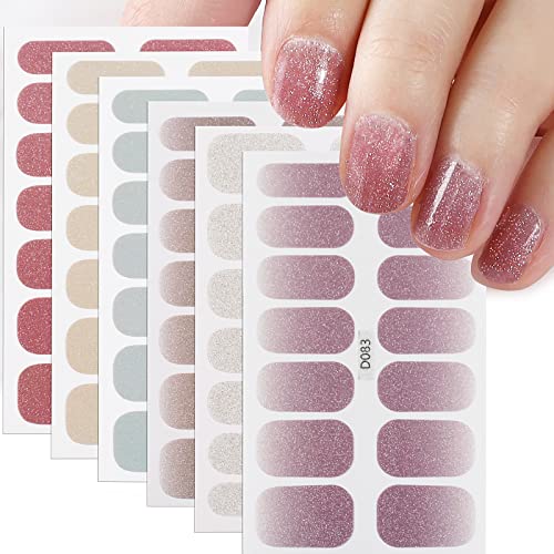 6 Blatt 84 Stk Nagelfolien Selbstklebend Glitzer Nagel Sticker Nagelaufkleber Nagelsticker Aufkleber Nail Art Stickers DIY für Damen Mädchen Weihnachten Nagelkunst Dekoration Maniküre Nageldesign