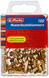 Herlitz 8770307 Musterbeutelklammer, Metall, Rundkopf, 100 Stück in Hängebox, messing