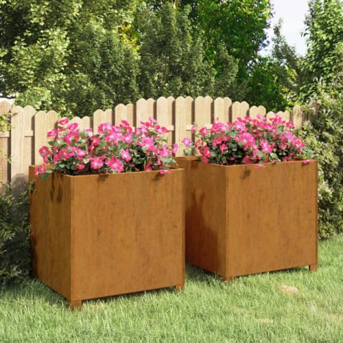 BOWEKAM Home & Garden Pflanzgefäße mit Beinen, 2 Stück, rostig, 49 x 47 x 50 cm, Cortenstahl, Möbelauswahl