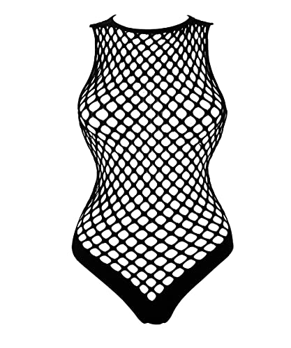 Buitifo Damen Sexy Body Bodysuit Dessous Mesh Teddy Einteiler Babydoll Nachtwäsche(Schwarz T5,Einheitsgröße)