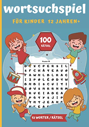 Wortsuchspiel für kinder 12 Jahren+: Wortsuchrätsel - 100 Rätsel - 1200 Wörter | 1 Raster pro Seite | Ideales Geschenk für den Urlaub, Freizeit & Reisen