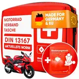 PURAHELP Motorrad Verbandskasten nach aktueller Norm 2024 DIN 13167 (StVO konform) - Inkl. Beatmungstuch - Motorrad Erste Hilfe Set 2024 Mini Klein