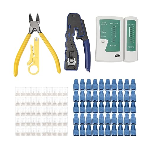 Netzwerkkabeltester und RJ45-Crimper-Werkzeugsatz mit Abisolierzange und Schneidemaschine – unverzichtbar für IT-Techniker, Netzwerkingenieure und Kommunikationsdienste