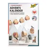 folia 9388 - Adventskalender Bastelset VILLAGE IN THE SNOW, 113-teiliges DIY Set, Stadt im Schnee