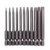 11 Stück Magnetisch Torx Bit Set, 1/4" Torx Schraubendreher Bit Set, mit Griff, T6-T40 75mm Lang Sechskant Schaft S2 StahlStern Kopf Schraubenzieher Bit Satz