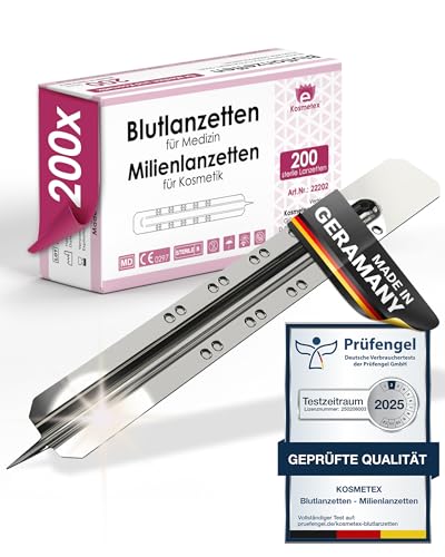 200x Milienlanzetten, Lanzette, sterile spitze Kosmetex Blutlanzette, Einweglanzette