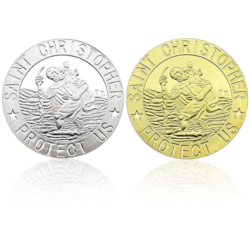 2 Stück Christopherus Auto,Heiliger Christophorus Auto,Christopherus Auto Magnet,Metall Glücksbringer Auto,Geeignet für Fahrer,Reisende,Glücksbringer,Christliche Begleiter