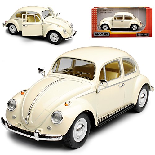 Kins-mart Volkwagen Käfer Coupe Beige Cream 1938-2003 1/24 Modell Auto mit individiuellem Wunschkennzeichen