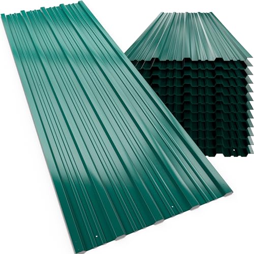DEUBA® 12x Trapezblech 129cm x 46cm = 7m² verzinkt Profilblech Dachblech Wellblech Dachplatten Gerätehaus Carport Grün