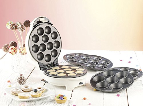 Rosenstein & Söhne Cake Pop Maker: 3in1-Donut-, Cupcake- und Cakepop-Maker mit Antihaftbeschichtung (Donut Muffin & Cake Pop Maker, 3-in-1 Cake Pops Donuts Cupcakes, Geschenkideen)