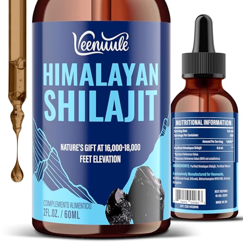 Shilajit Original Himalaya Tropfen, 100% Reine Höchste Potenz Himalaya Shilajit, 5X Konzentration, Ayurvedische Kräute, Praktischer als Harz und Kapseln, Vegan, 60 ml