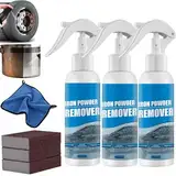 Auto Rostentferner Iron Remover, Ouhoe Rostent-ferner Metall, Iron Powder Remover, Ouhoe Au-to-rostentfernungsspray, Rostentferner für Metall/Fahrrad/Auto/Fahrradkette (3pcs-30ml)