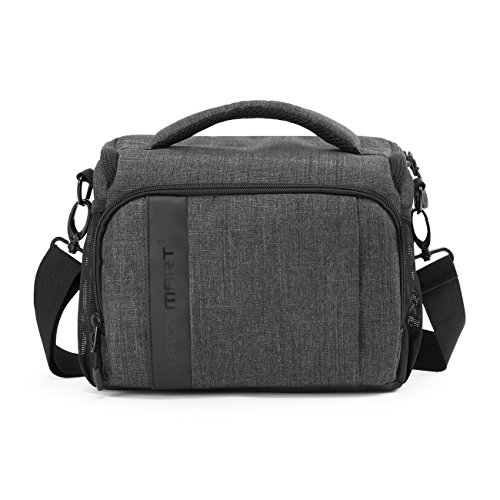 BAGSMART Kameratasche Spiegelreflex DSLR SLR Fototasche Spiegelreflexkamera Systemkamera Objektive Zubehör mit Regenschutzhülle Grau