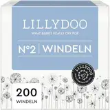 LILLYDOO hautfreundliche Baby Windeln - Größe 2 (4-8 kg),Monatsbox (200 Stück), Sicherer Auslaufschutz, Weich, Parfümfrei, Ohne Lotionen & Farbstoffe für empfindliche Haut, Dermatologisch getestet