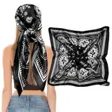 Giantree Damen Seidentücher, 90x90cm Weich Quadratisch Seidenschal Bandana Tuch Seiden Women's scarves Hals Kopftuch Decoration Headwear Geschenk für Frauen(Schwarz)