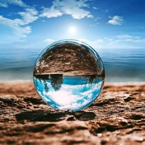 JITIFAZH K9 Kristallkugel(60mm), Dekor Fotografie Ball, Klare Kristallkugel Lensball für Fotografie – Glas Kugel Wahrsager & Meditation, kein Stand