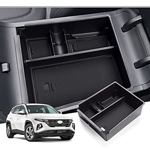 GAFAT Hyunda-i Tucson NX4 2021-2024 2025 (Automatikgetriebe) Mittelkonsole Aufbewahrungsbox, Tucson 2023 2022 Armlehne Organizer Tray Handschuhfach (Schwarz)