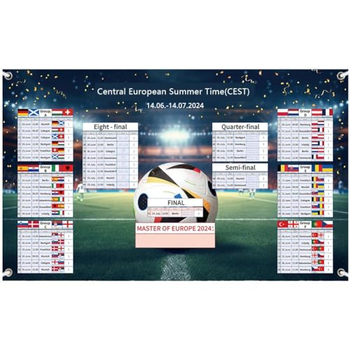 SHYKNYU 1 Stück 2024 Europameisterschaftsplan Wandkarte, Deutschland 2024 Euro Fußball Wallchart und Poster Track Scores All to S Bracket