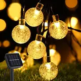 Aisutha Solar Lichterkette Aussen, 8M 40 LED Solar 8 Modi Kristall Kugeln Wasserdicht IP65 Outdoor Solar für Garten, Terrasse, Balkon, Hochzeit