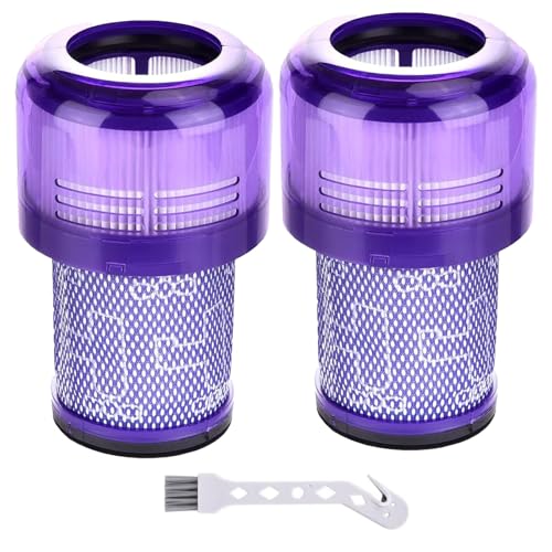 Ersatz Filter für Dyson V12 Detect Slim Staubsauger,Absolute Extra/Total Clean/Fluffy Zubehör Hinterer Filter Ersatzteil 971517-01(2 Stück Hepa Filter 1 Reinigungsbürste)
