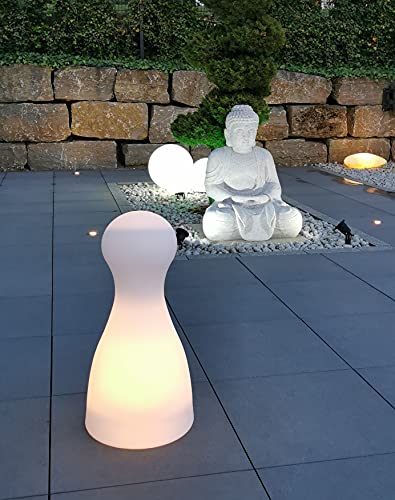 Trango 7234 IP65 Leucht-Figur mit 1x E27 Lampenfassung Spielfigur Gartenlampe *HALMA* 50cm Hoch in weiß inkl. ca. 5 Meter Kabel Außenlampe, Gartenstrahler, Leuchtkegel ohne Leuchtmittel