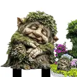 2D Grünes Gras Troll Gartenstecker, Gartendeko für Draußen Wetterfest, Garten Deko Draußen, 23 x 30 cm Acryl Gartenfiguren für Draußen Wetterfest Garten Skulpturen, Hausgarten Verschönerungen (C)