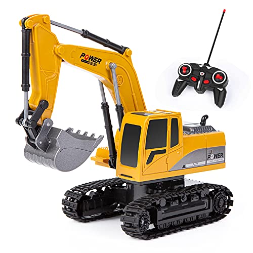 Thedttoy 1:24 Ferngesteuerter Bagger Spielzeug für Kinder, Auto 2,4 GHz Traktor RC mit Lichtern, Geburtstag Geschenk für Jungen ab 3 4 5 6 7 8 Jahre