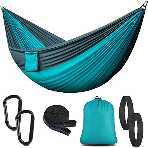 PHYSEN Hängematte Outdoor, Camping Hängematte, 200kg Tragkraft 270x140cm, Hängematten mit Reisetasche für Garten, Balkon, Terrasse, Camping (Seeblau)