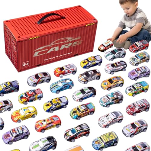 Spielzeugautos-Set für Kinder, Boxautos-Spielset,Mini-Legierungsrennwagen|Kleine Autos mit Rennmuster, Spielzeugautos für Kleinkinder, Kastenwagen, 48-teilig, unterhaltsames und lehrreiches Spiel fü
