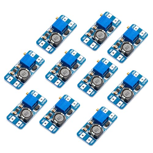 10 pcs DC-DC Step Up Boost Converter，Einstellbare Spannungsreglerplatine Booster Power2V-24V bis 5 V-28 V，Netzteil Power Module Kompatibel für Arduino