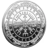 Luxylei Nordische Wikinger-mjölnir-münze, Wikinger-kompass-münze, Thorshammer-münze, Nordische Mythologie, Vegvisir-münze