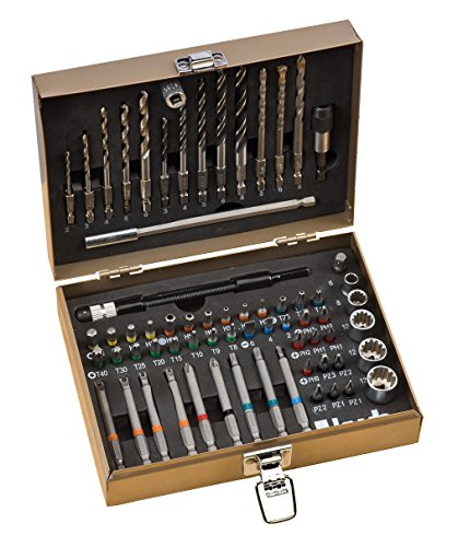 kwb Max-Box 67-tlg. Bohrer- und Bit-Set, bestehend aus Bits, Bohrern, Langbits, Stecknüssen, Stein-Bohrer & Holz-Bohrer in einem stabilen Metall-Koffer