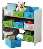 Kesper | Kinderregal mit Boxen, Material: Faserplatte, Maße: 66 x 30 x 59,5 cm, Farben: Weiß, Grün, Blau | 17716 13