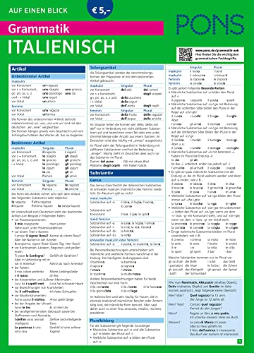 PONS Grammatik auf einen Blick Italienisch: Alle wichtigen grammatischen Themen auf einen Blick (PONS Auf einen Blick)