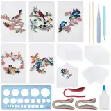 WEBEEDY 20 Sets Papier Quilling Kit für Erwachsene Anfänger DIY 5 Styles Vogel Liebe Grußkarte Making Kit mit Anleitung Handgemachte Vogel Blume Quilling Karte für Liebe, Valentinstag, Hochzeit