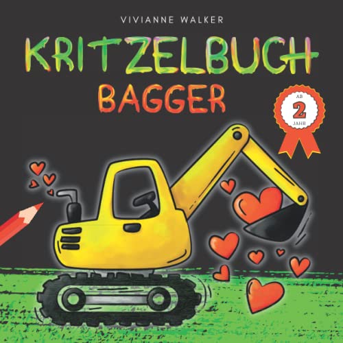 Kritzelbuch ab 2 Jahre - Bagger: Fahrzeuge Fingermalbuch - Mein erstes schwarzes Malbuch mit 30 Bagger Motive zum kreativen Malen und Basteln - ... ab 2 Jahre (Fingerstempelbücher für Kinder)