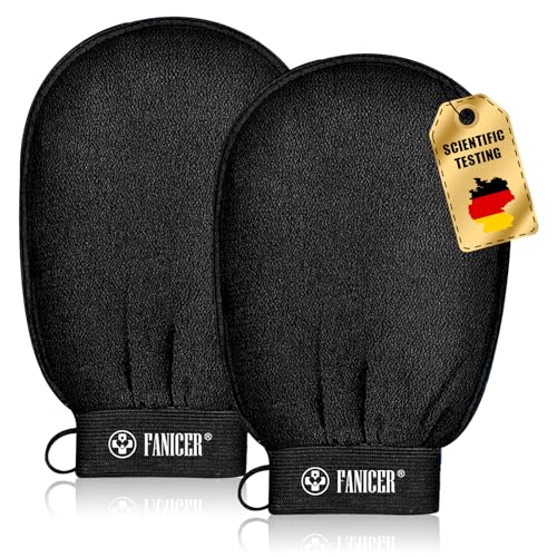 2 Stück Exfoliating Gloves, Sanfte Effektives Peeling, Peeling Handschuhe, Peelinghandschuh für Bad, handschuh für Körper und Gesich für Damen und Herren (Schwarz)