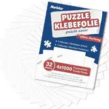 Nariolar Ultra-Haftung Puzzle Klebefolie, 32 Super Puzzlekleber zum Erhalt von 4 x 1000 Teile Puzzles und zum Schutz der Puzzles in nur wenigen Minuten