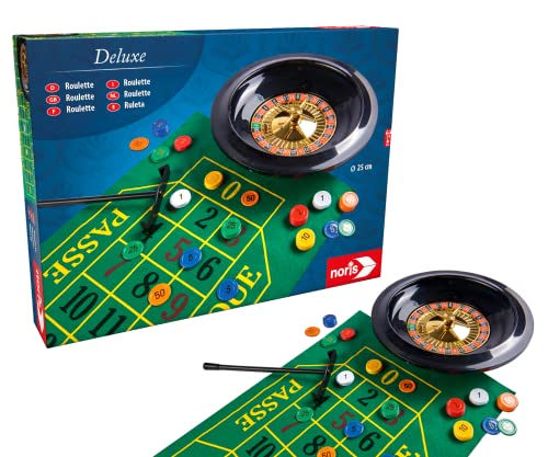 Noris 606104613 Deluxe Set Roulette – mit 2 Stahlkugeln, 60 Jetons und weiterem Zubehör für ein echtes Casino Feeling, ab 6 Jahren