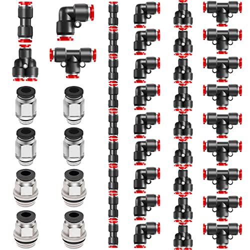 Pronese Pneumatische Luftleitungsverschraubungen aus Kunststoff, Schnellspanner, 6 mm, gerade/Ellenbogen/T/Y-Steckverbinder, G1/4 6 mm, G1/8 6 mm, Push-to-Connect-Armaturen-Set, 48 Stück