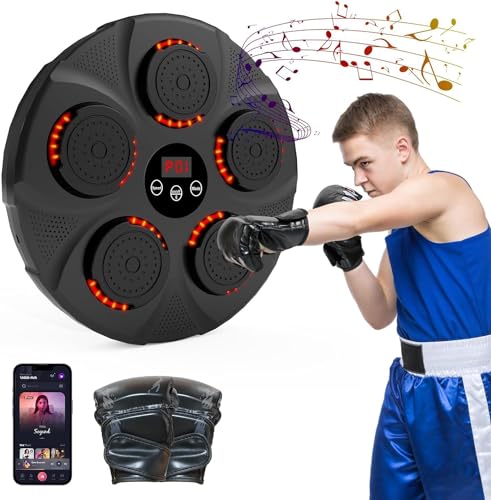 Music Boxing Machine, Intelligente Elektronische Boxing Machine wandmontierte mit LED-Licht, Elektronisches Boxmaschine mit Bluetooth mit Boxhandschuhen für den Innenbereich, Kinder/Erwachsene