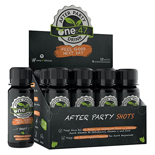 one:47® After Party Drink | 12 Shots | Basisches Elektrolyte Getränk mit hochkonzentrierten Pflanzenextrakten, Vitaminen & Mineralstoffen | Feel good next day | Rehydration & Fitter sein