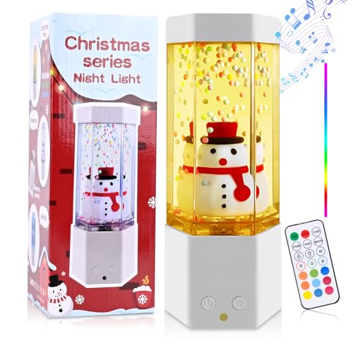 Ambesty LED Fantasy Weihnachten Lavalampe, Schneemann Lampe Lavalampen 16 Farben, Weihnachtsschneemann-Nachtlicht mit Weißem Rauschen, Schlafzimmer Wohnzimmer Dekoration Weihnachten Geschenke Kinder