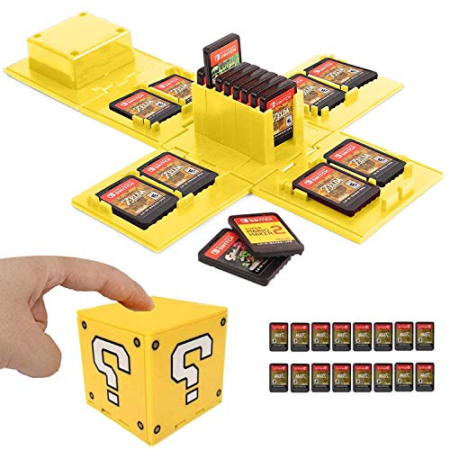 doepeBAE Spielkartenhalter für Nintendo Switch,Passend für bis zu 16Nintendo Switch Spiele Aufbewahrungssystem Spielkarten Organizer Reisebox Hartschalen Organizer für bis zu 16 NS-(Question/Yellow)