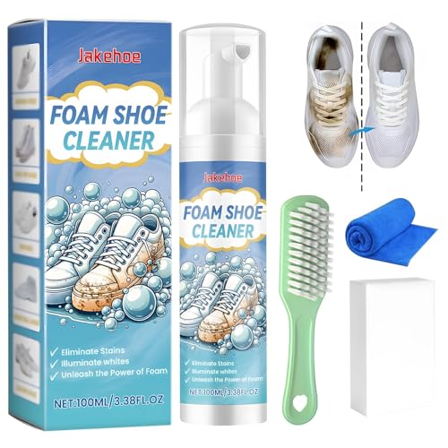 Znnhnn Sneaker Reiniger,Sneaker Cleaner,Sneaker Reinigungsset mit Bürste,Handtuch und Schwamm,Sneaker Reiniger Weiß,Schuhreiniger Schaum zum Entfernen von Flecken und Schmutz (100 ml,3.38 floz)