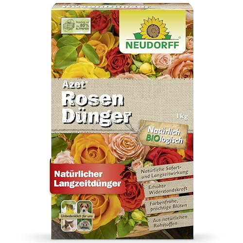 Neudorff Azet RosenDünger – Bio Rosendünger mit 100 Tagen Langzeitwirkung sorgt für langanhaltend farbenfrohe Rosen, Stauden und Blütenpflanzen, 1 kg, Braun