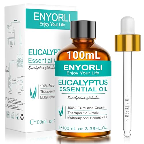ENYORLI Eukalyptusöl 100mL 100% Reines Ätherisches Öl für Aromatherapie, Hautpflege & Luftreinigung Natürlicher Mückenschutz, Massageöl, DIY & Yoga