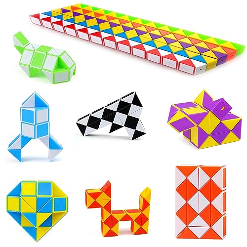 Nutabevr 12 Stücke 24 Blöcke Magische Schlangen Würfel, 3D Puzzle Magische Schlange Spielzeug,Magic Snake,Mini Puzzle Würfel Spielzeug,Partygeschenke für Kinder,Jungen,Mädchen,Kindertagsgeschenke