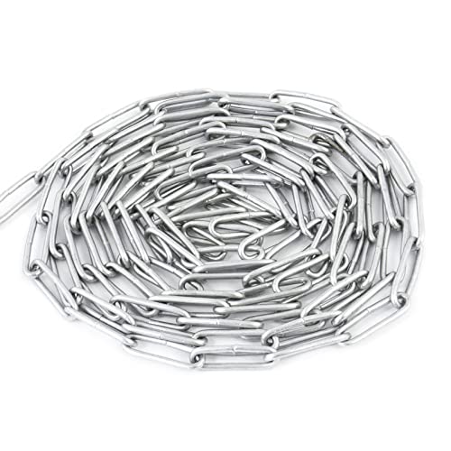 DQ-PP Stahlkette Stahl C15 | 3 mm | 5 m | Langgliedrig C2 | Verzinkt | DIN 5685 | Absperrkette | Metall | Rundstahlkette | Eisenketten | Absperrketten | Zurrketten
