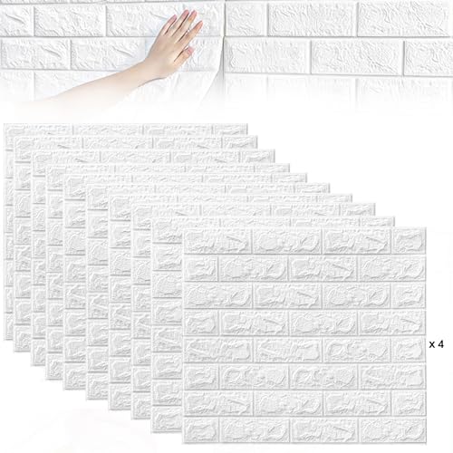 40 Stück 3D Wandpaneele Selbstklebend, 38 × 35 cm Wandverkleidung Selbstklebend aus Kunststoffplatten, wandpaneele PVC Backstein Tapete für Innenbereich, Außenbereich, Geschäftsräume